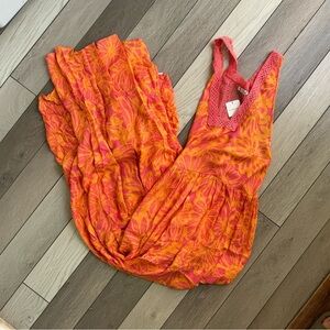 Free People Imtimately Tiers For You Boho Floral Maxi Orange. Size: M. NWT